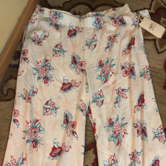 ONE-5-ONE Size Large Tall Floral Print Pants Elastic & Tie Waist Beach $60 NEW - Picture 8 of 12